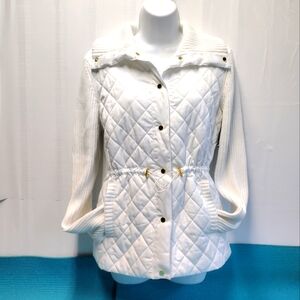 Rafaella Weekend Women's Quilted Sweater Jacket Adj Waist Size PL